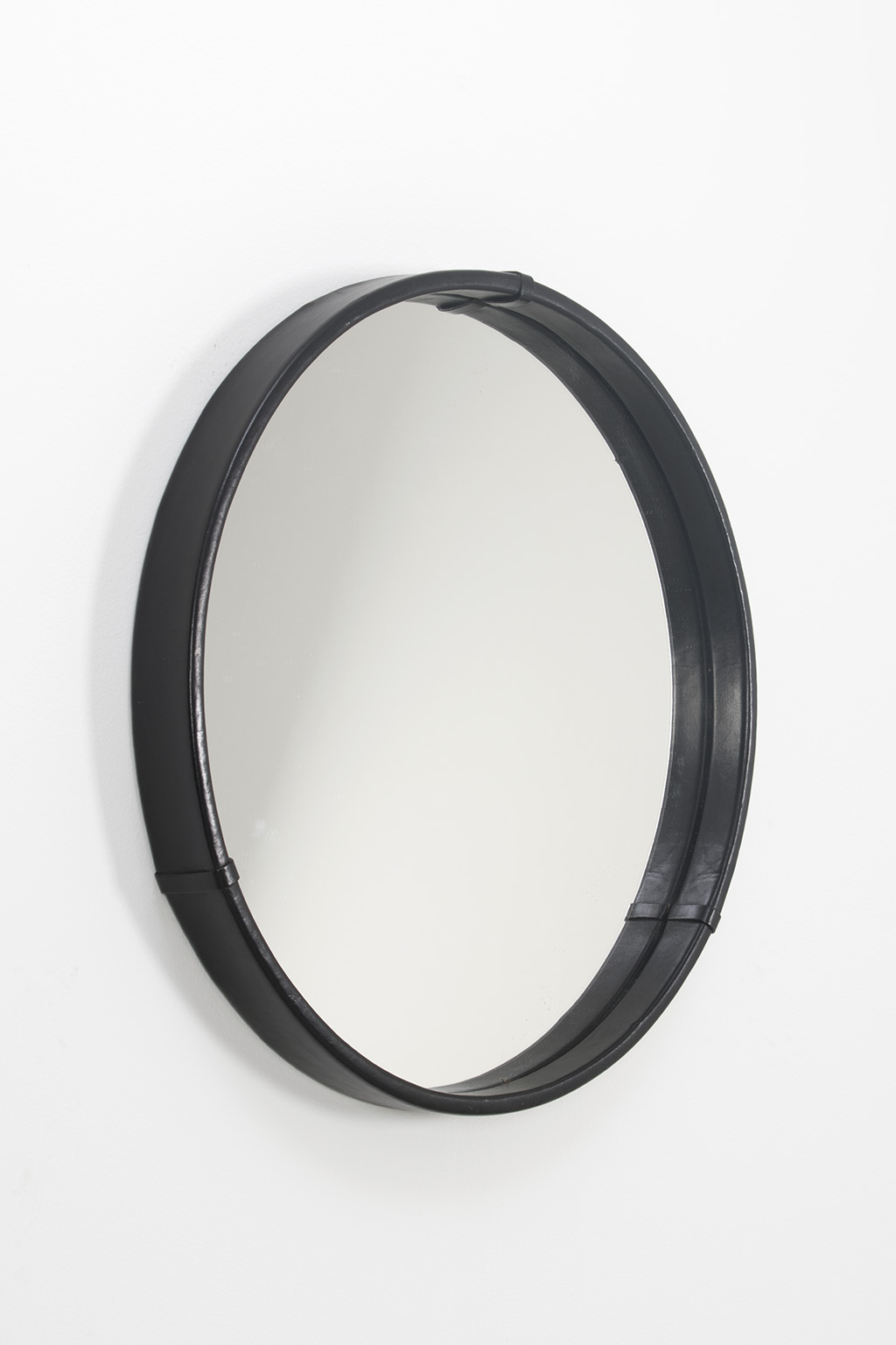 Deense spiegel met zwart leer