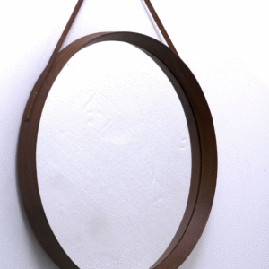 Ronde spiegel met teak frame