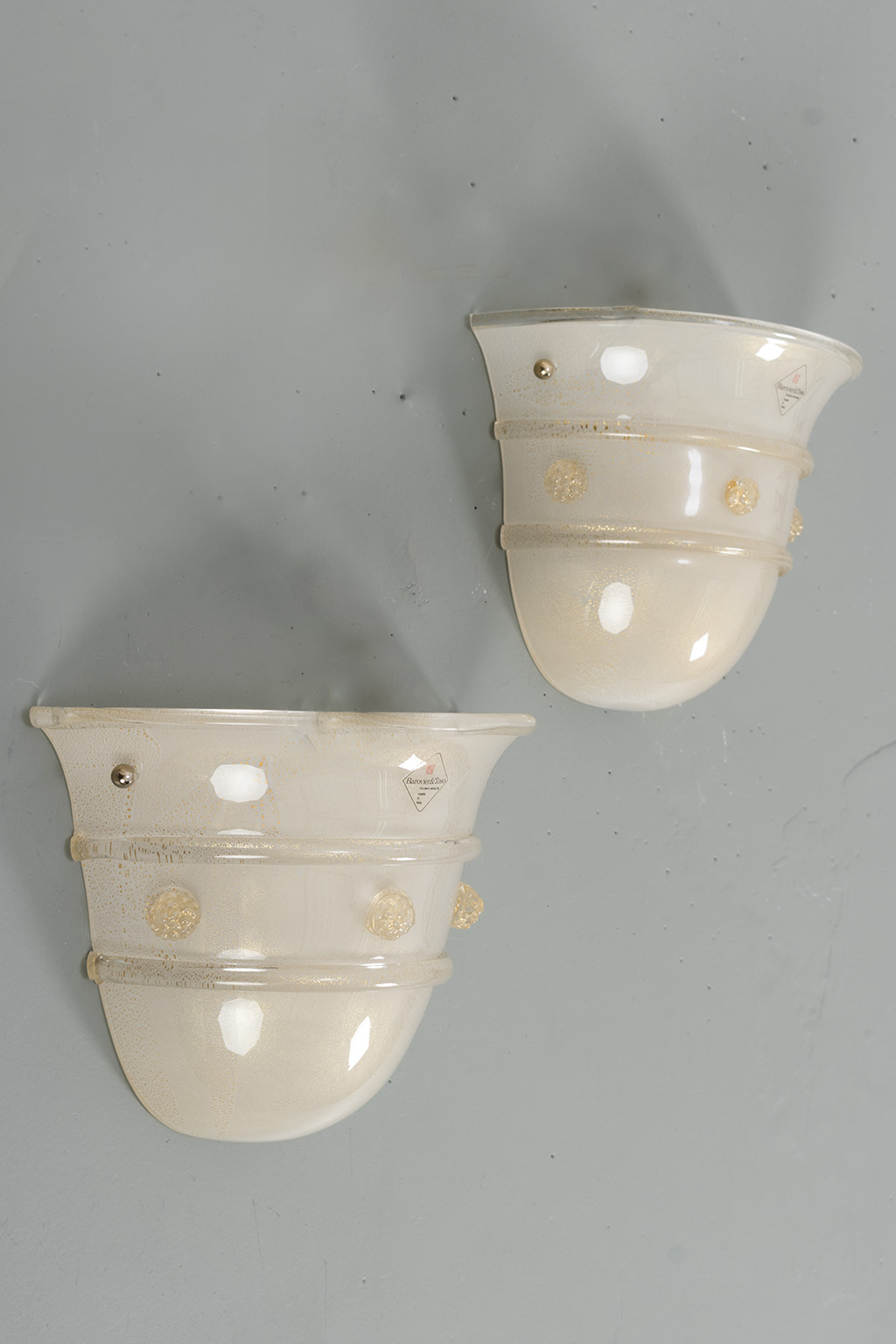 Paar Barovier & Toso ‘Gold Flake’ wandlampen