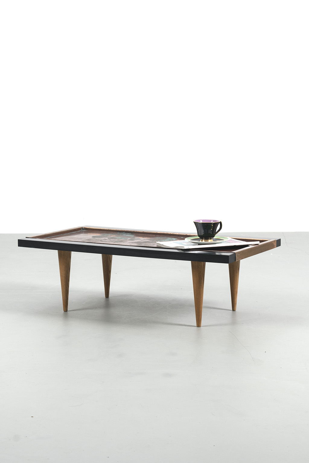 50s coffee table with copper tabletop