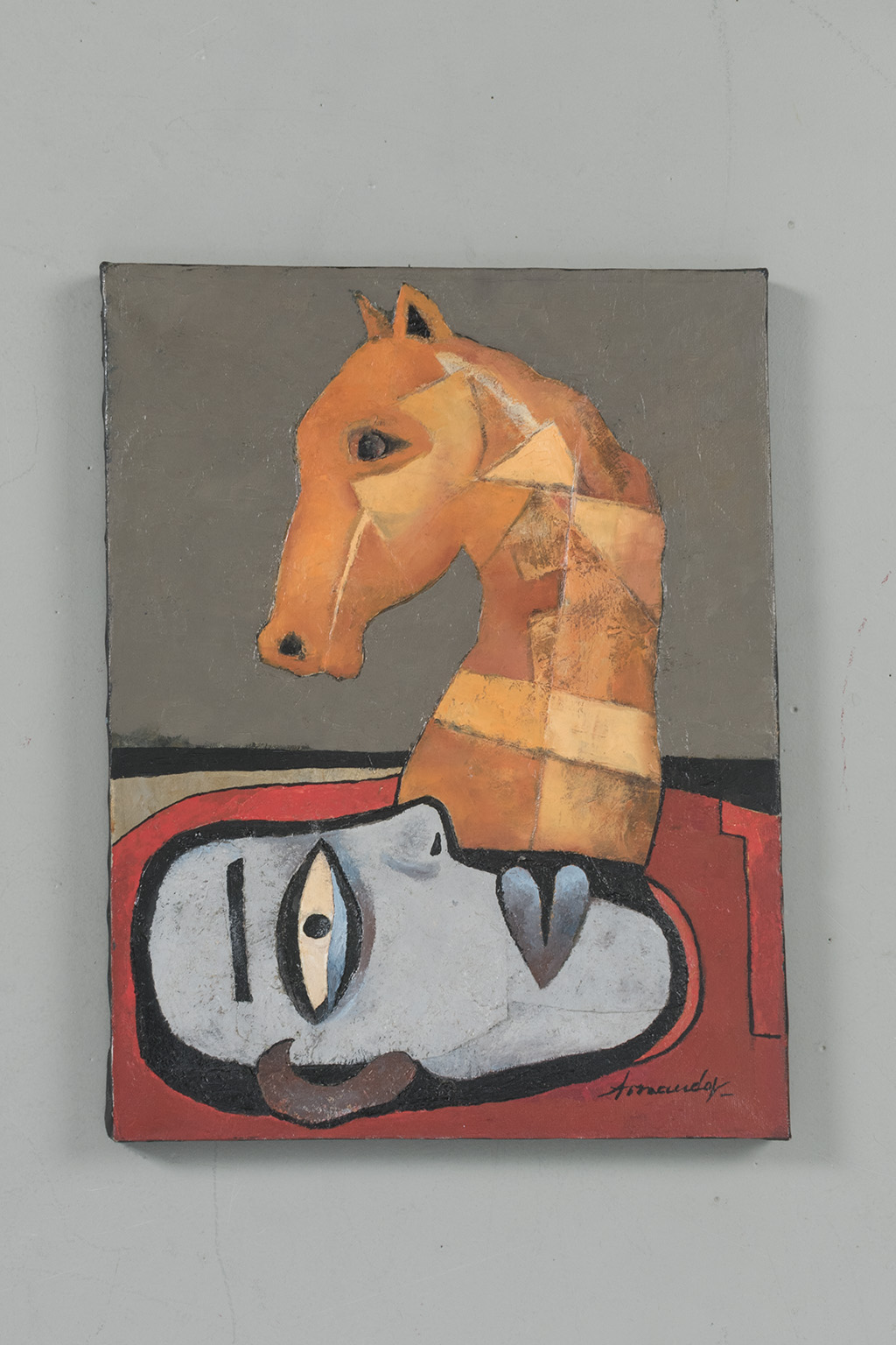 Schilderij komposition mit pferd und maske