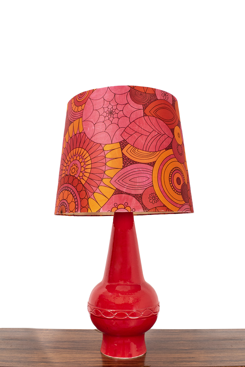 Vrolijke rode keramiek tafellamp