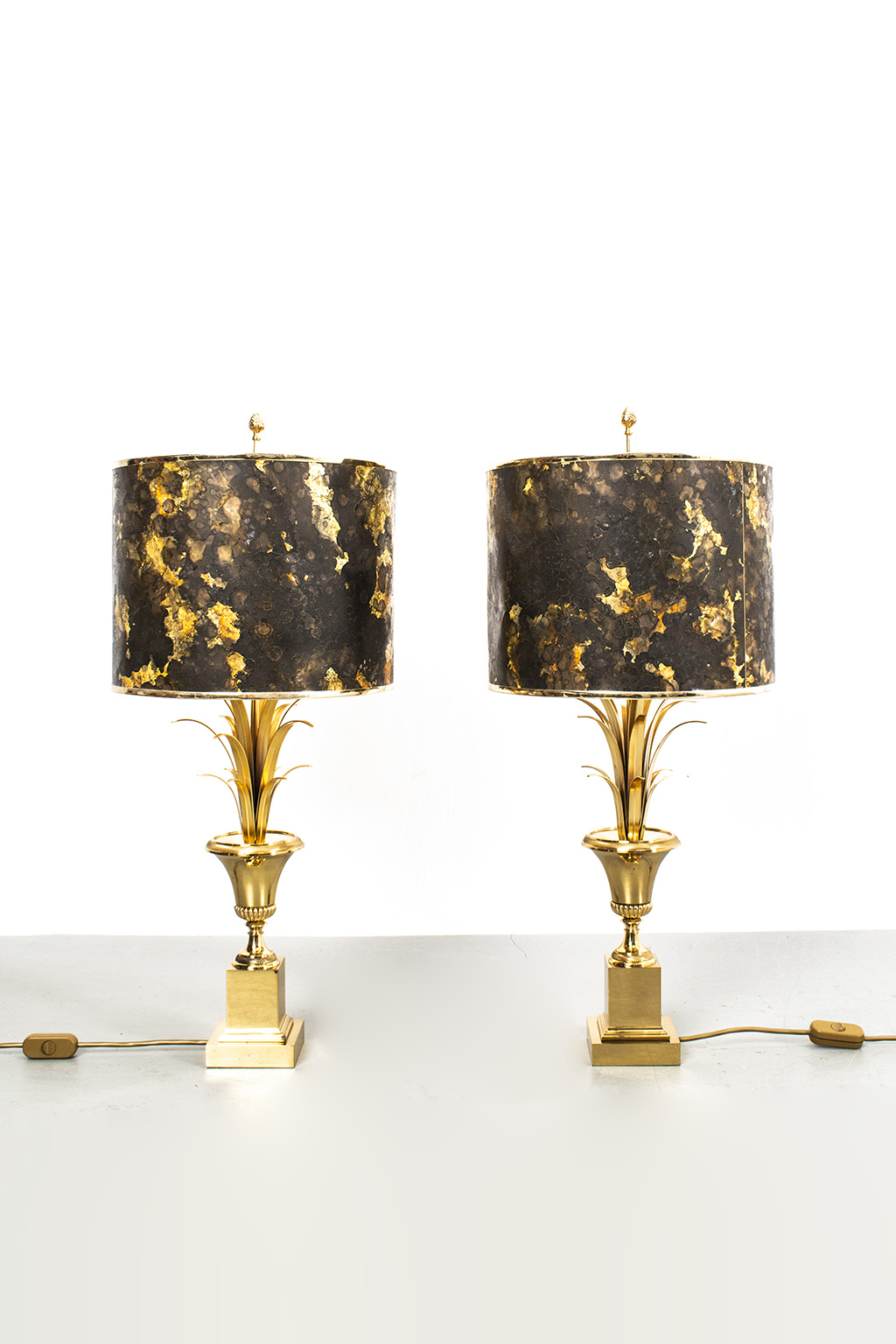 Pair of Veralux Leuchten palm table lamps of brass
