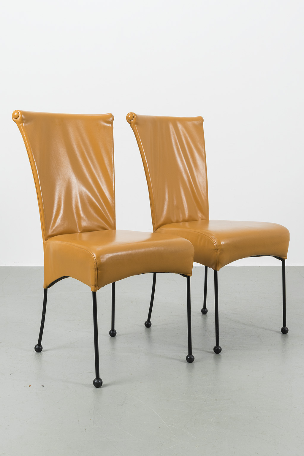 Nice priced yellow leather dining chairs
