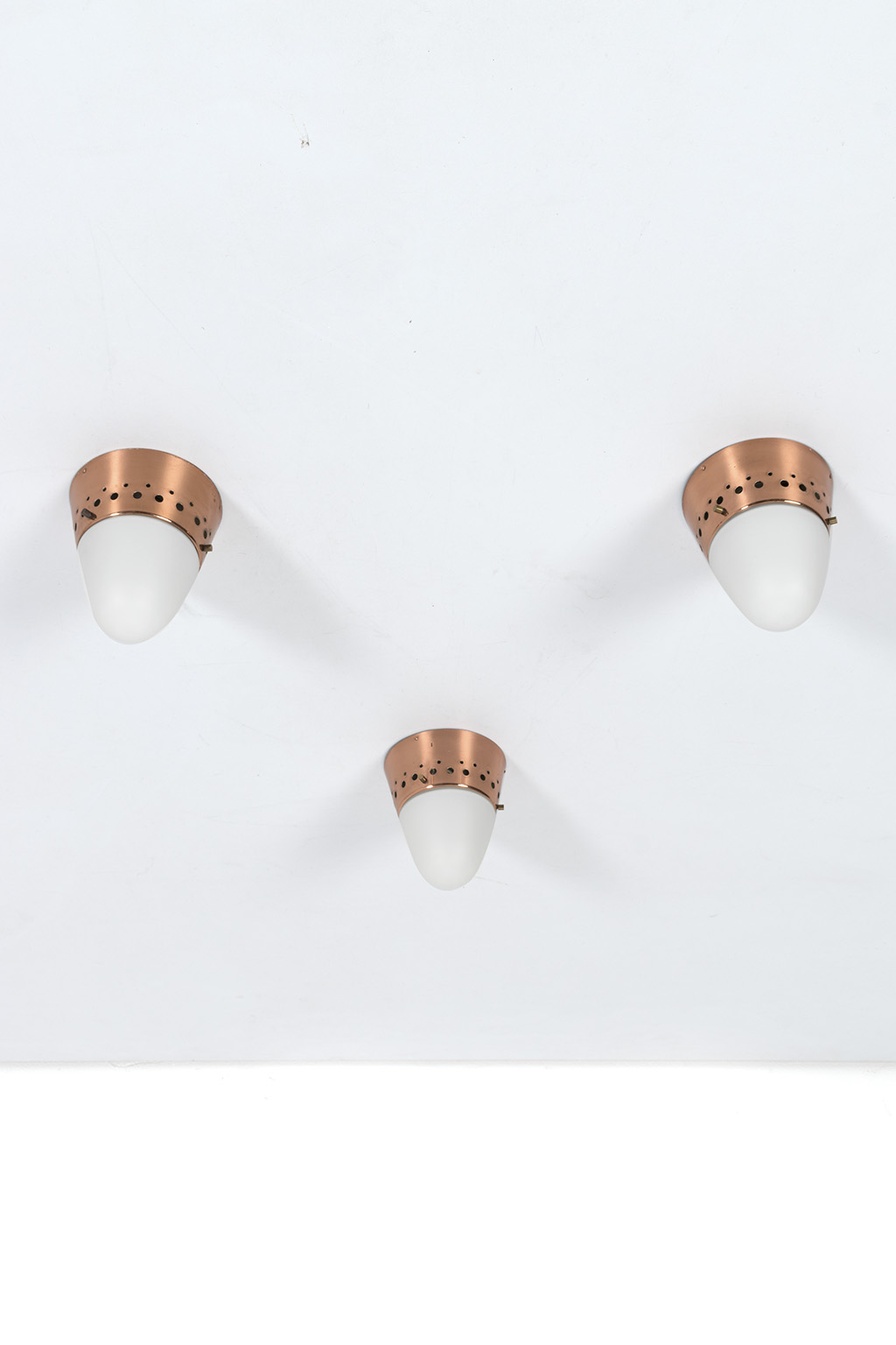 Set of 3 brass ceiling lamps