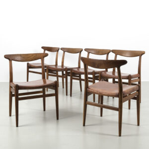 Set van 6 eiken Hans Wegner stoelen