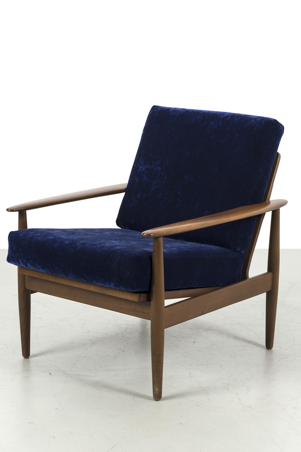 67971 60's fauteuil blauw velours + schuim (nieuw) 01